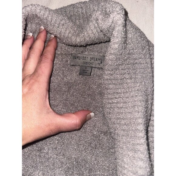 Barefoot Dreams Cozychic Lite Knit Open Cardigan Sweater Size Small Gray Pockets - Picture 2 of 3